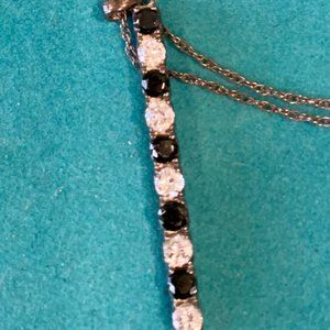 CZ & Black Stone Bar Necklace